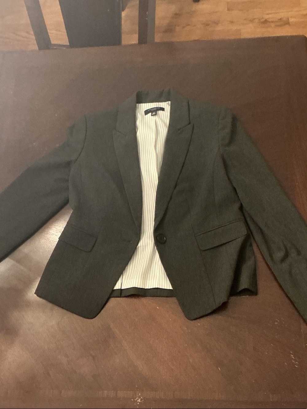 Ann Taylor Charcoal Gray Single-Button Tailored Blazer